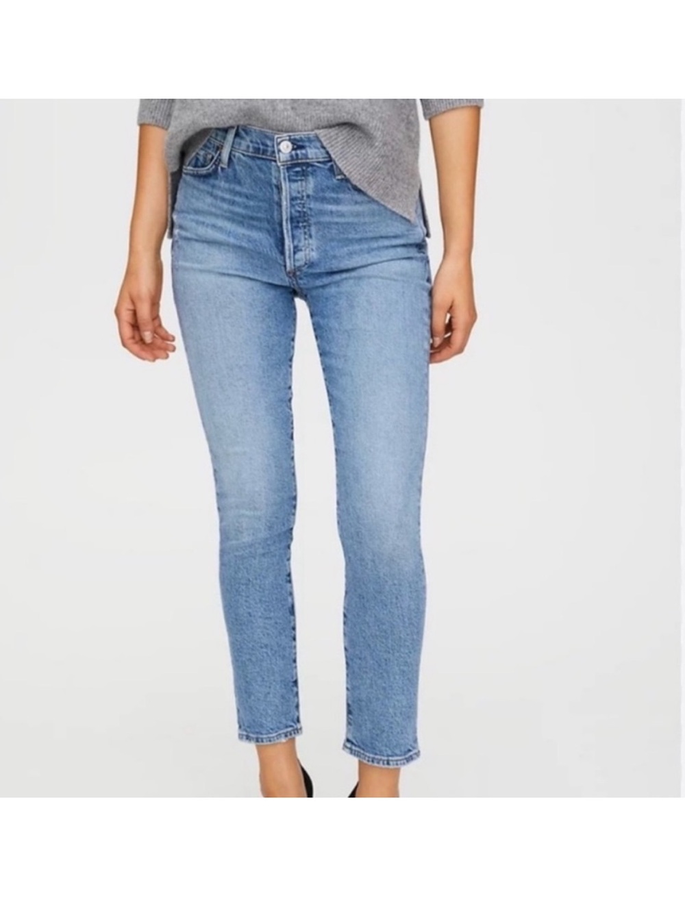 Citizens Of Humanity Light Blue High-Rise Ankle Jeans “Olivia Crop”